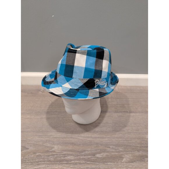 BILLABONG Men's FEDORA Style Hat Surf Pool Skate Cap Sz L/XL Blue Plaid Logo - Picture 1 of 16